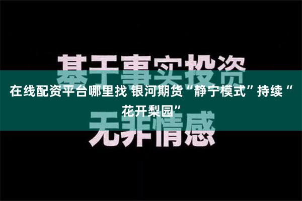 在线配资平台哪里找 银河期货“静宁模式”持续“花开梨园”